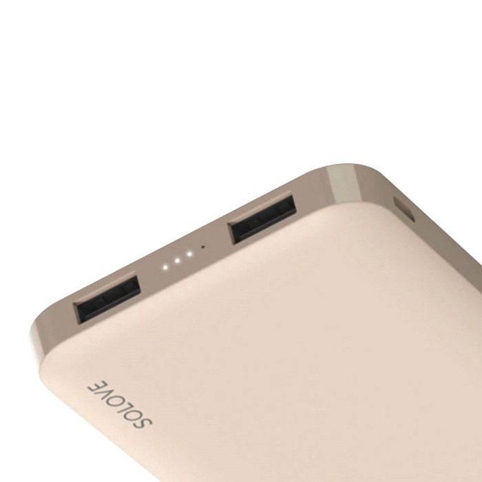 АКБ внешний Xiaomi SOLOVE 10000 mAh Type-C,кожаный чехол, бежевый