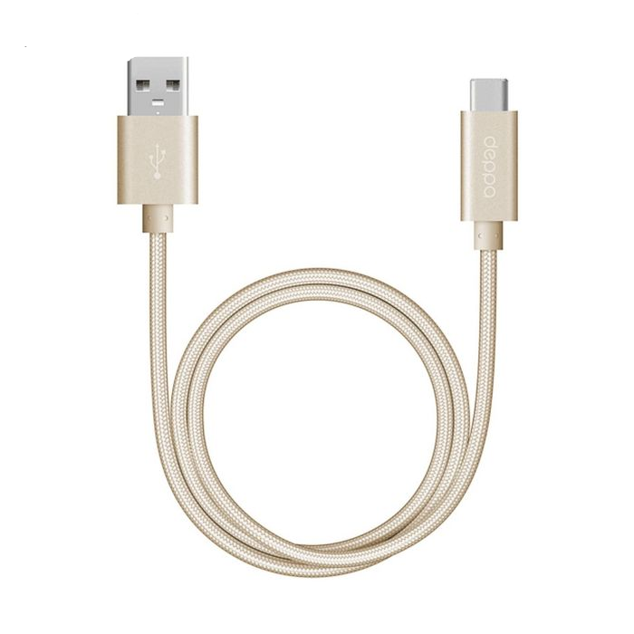 Дата кабель Deppa USB Type-C, 1.2м, 72247, алюм/нейлон, зол