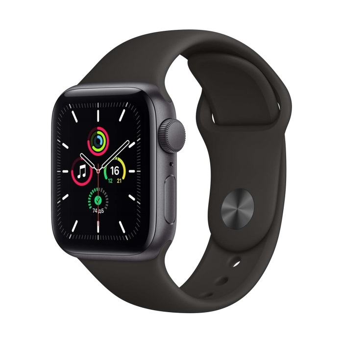 Часы Apple Watch SE GPS 44mm Aluminum Case with Sport Band, черный/серый