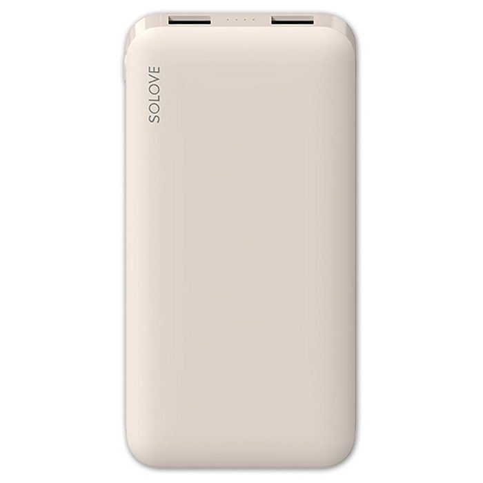 АКБ внешний Xiaomi SOLOVE 10000 mAh Type-C,кожаный чехол, бежевый